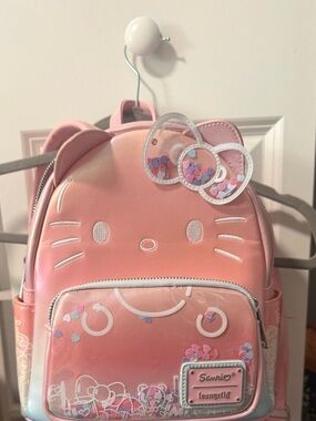 Sanrio Pink Hello Kitty Mini Backpack with Sequin Bow Accent/ No Tags